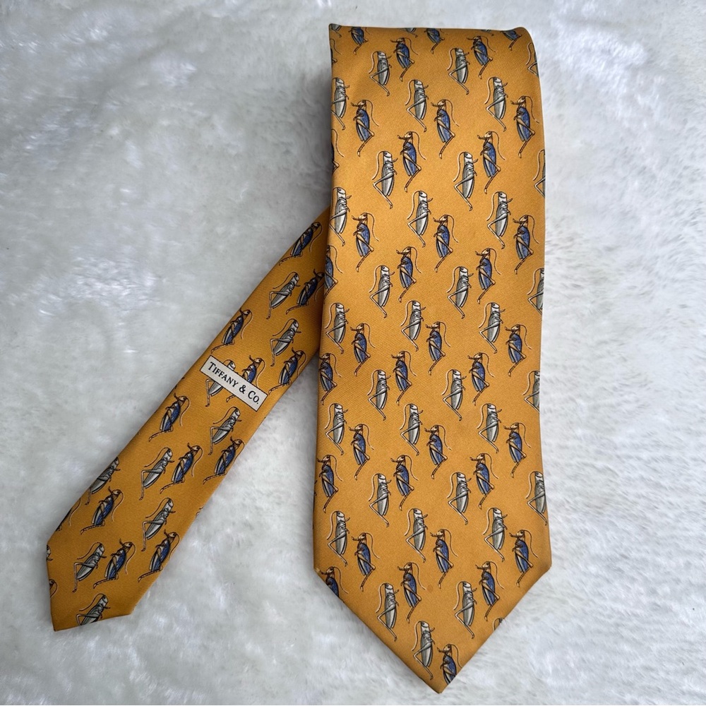 Tiffany & Co. Yellow Gold Tie with Grasshopper Print